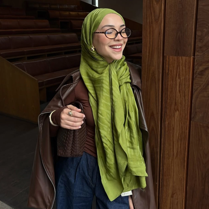 NARA PAMUK FLOŞ JAKARLI ŞAL ZEYTİN YEŞİLİ Online Satın Al! | Fresh