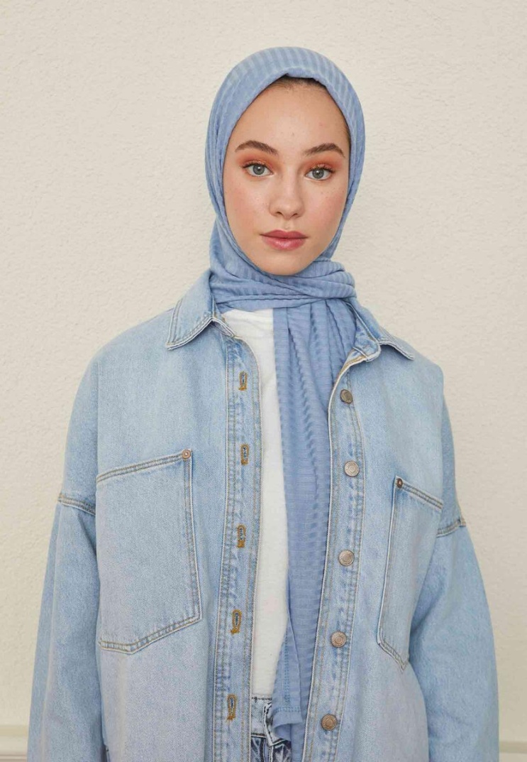 Modefa Instant Wave Jersey Hijab - Denim Blue